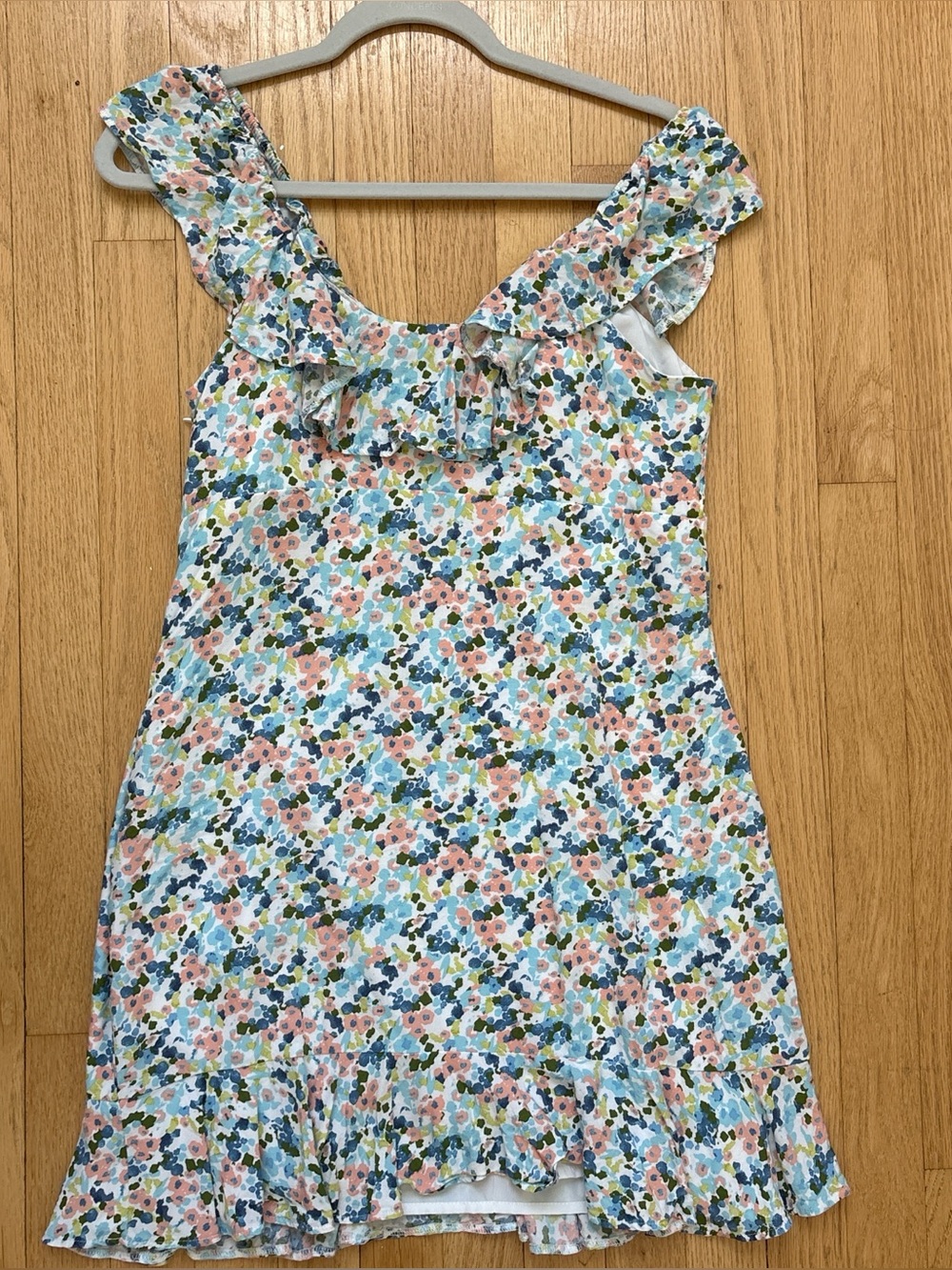 Abercrombie Floral Ruffle Sundress - Pastel Blue & Pink